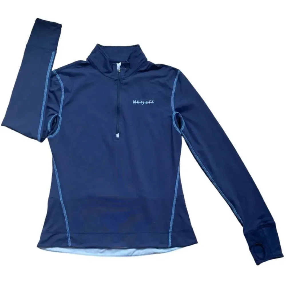 ALO Yoga CoolFit 1/2 Zip Long Sleeve Top Women's Medium Thumb Holes